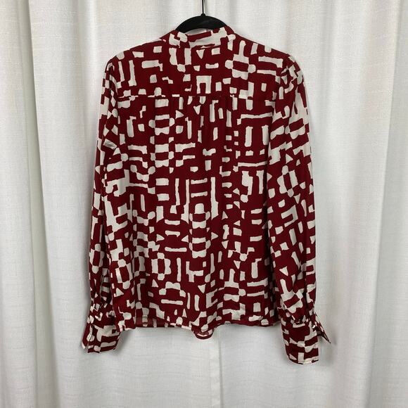 Banana Republic Red Cranberry Long Volume Sleeve Blouse Sz.M NWT - Picture 9 of 13